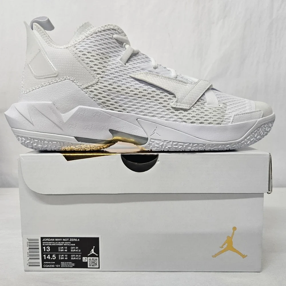 Nike‎ Air Jordan Why Not Zer0.4 Basketball Shoes CQ4230-101 White Men's Size 13